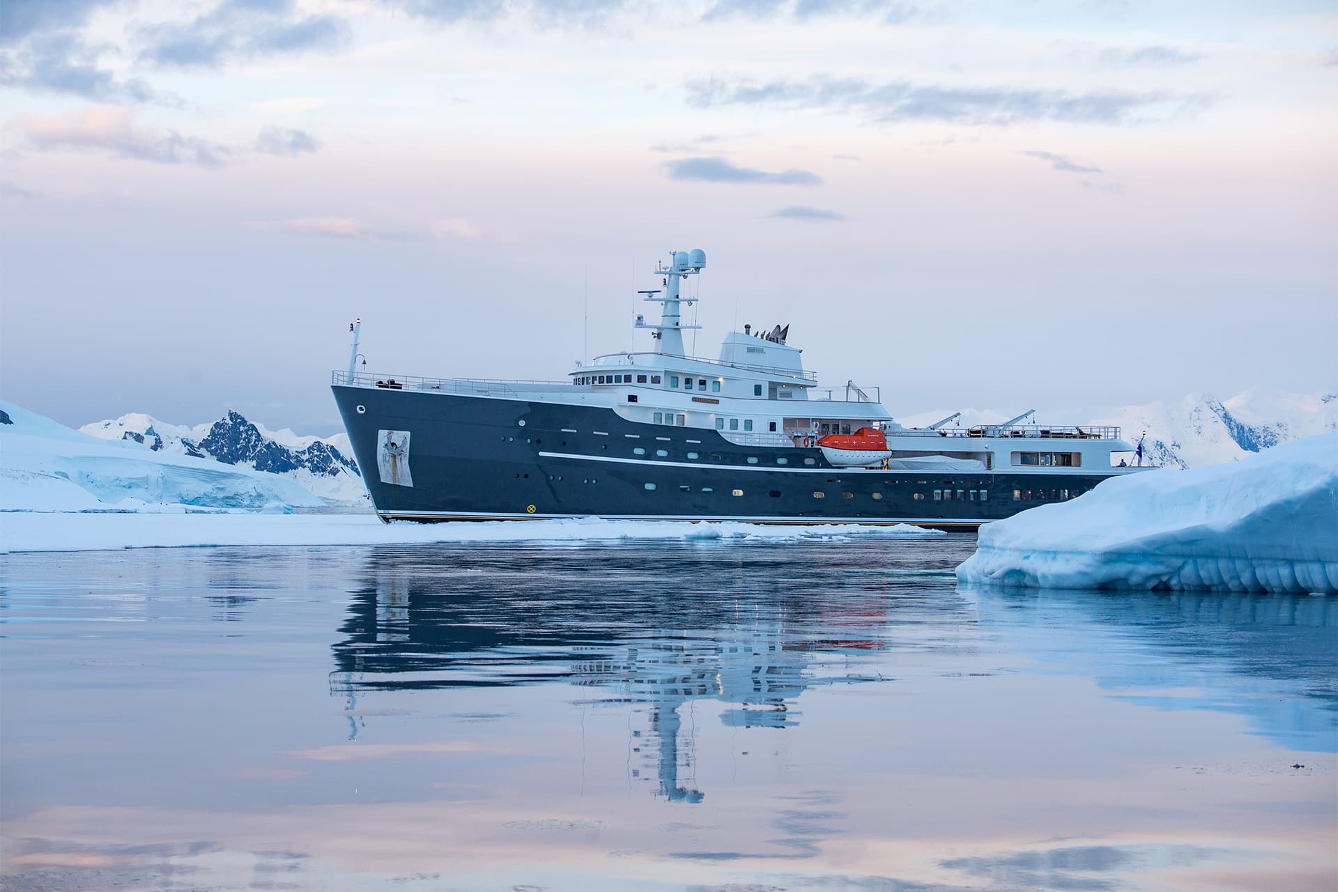Expedition yacht in polar waters
